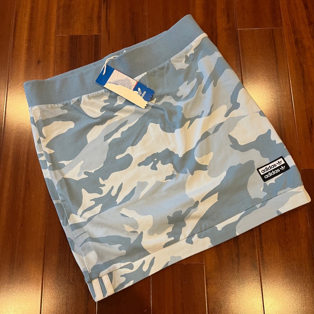 Adidas Blue Camo Skirt Graphic Print Mini Active Casual Athleisure New Size US 4